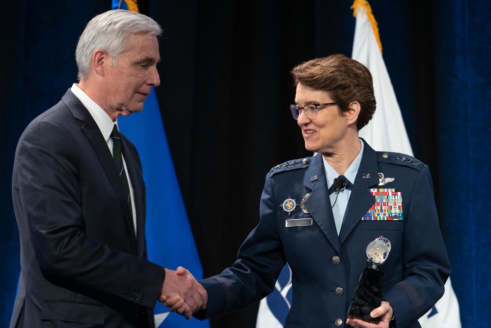 NDTA Fall Meeting 2021 - Pegasus Award presentation with William Flynn and General Jaqueline D. Van Ovost