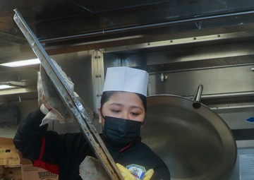 Sailors Onboard USS Antietam (CG 54) Enjoy Burger Wednesday