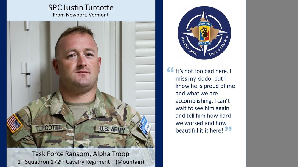 KFOR 29 RC-E Soldier Spotlight - U.S. Spc. Justin Turcotte