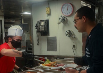 Sailors Onboard USS Antietam (CG 54) Enjoy Burger Wednesday