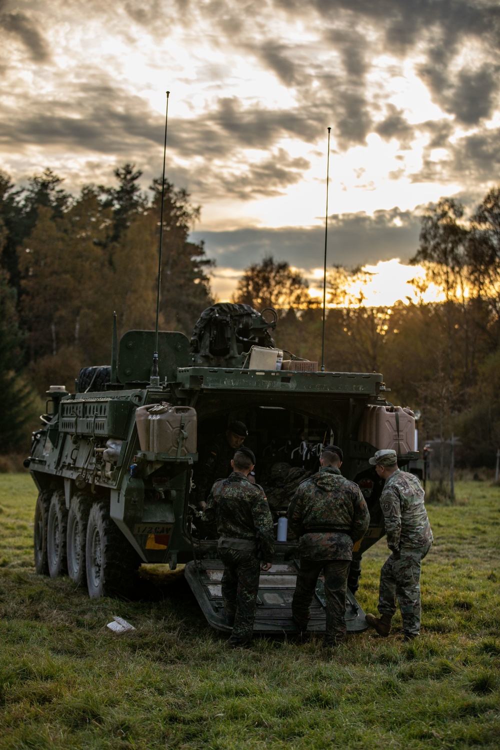 German Army Soldiers Learn About the M1126 Stryker