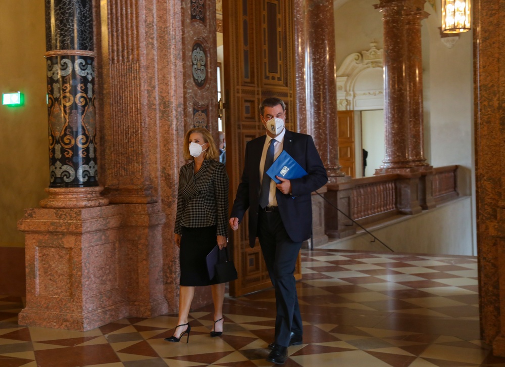 The Honorable Christine Wormuth and Markus Soeder Walk Into the Bavarian Streamer Ceremony