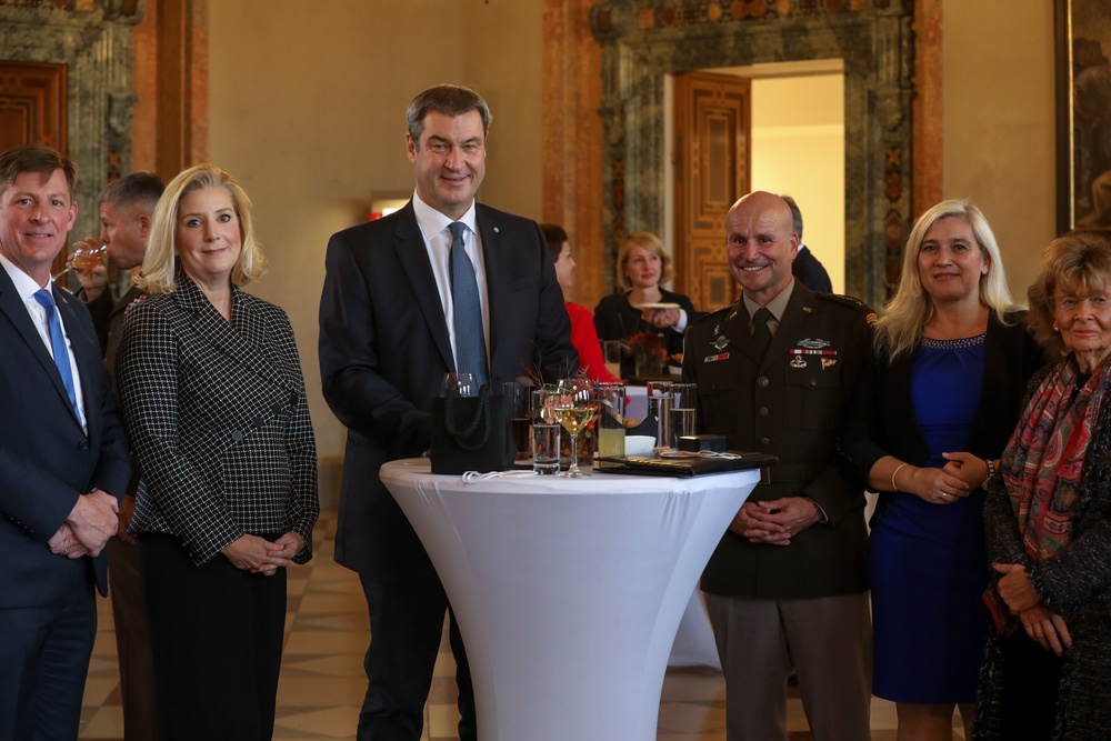 Munich U.S. Consul General Timothy Liston, U.S. Secretary of the Army Christine Wormuth, Gen. Christopher Cavoli Pose for a Photo with German Officials