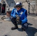 USS Billings Sailor Responds to a Simulated Fire During Crash and Salvage Drill