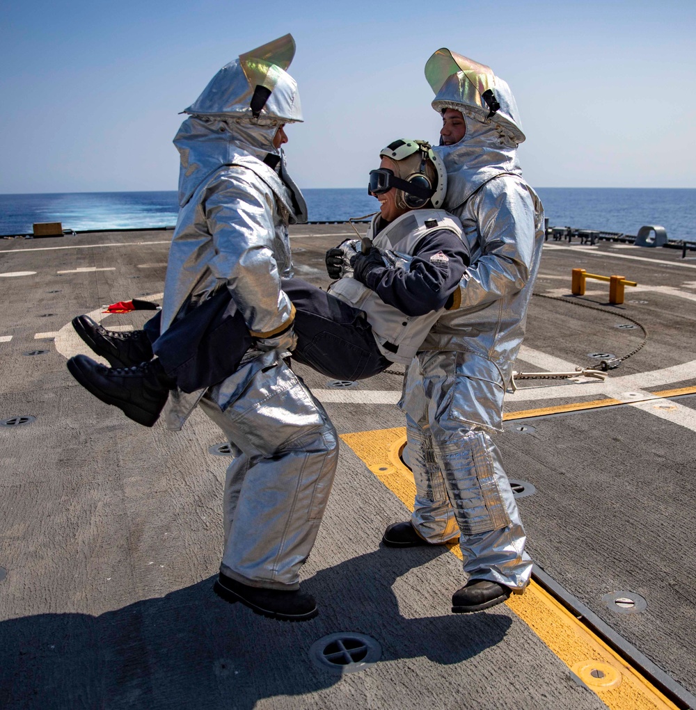 USS Billings Sailors Train as Hot Suit Men During Crash and Salvage Drill