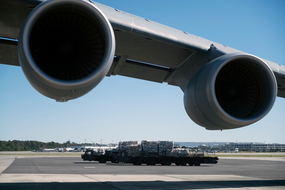 Travis AFB loads humanitarian cargo at JB Charleston