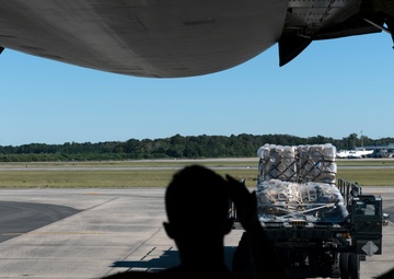 Travis AFB loads humanitarian cargo at JB Charleston