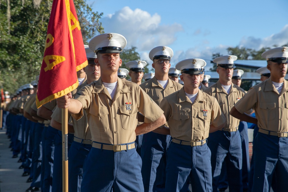 Marine graduates from Marine Corps Recruit Depot Parris Island as company honor graduate