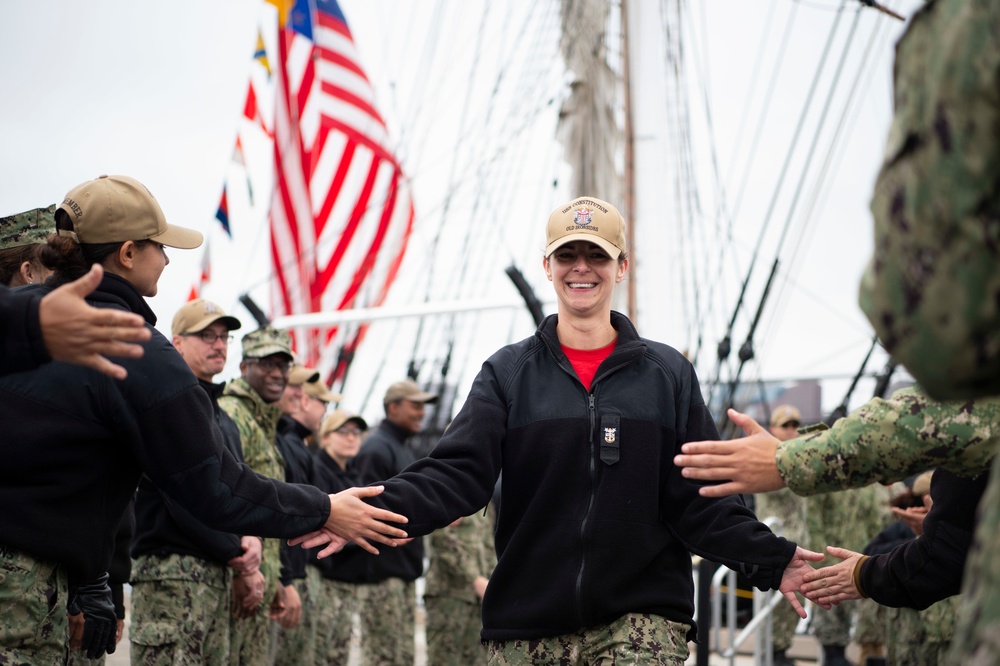 CMC Collins bids farewell to the officers and crew of Constitution