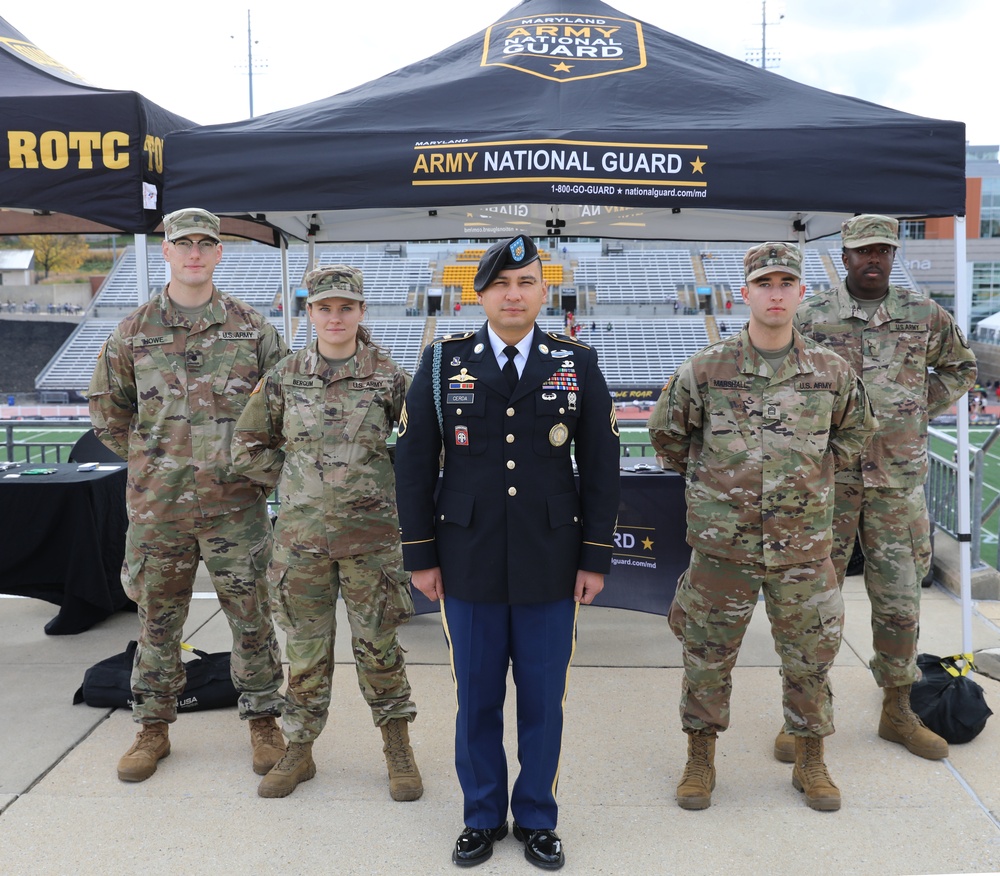 MDARNG Recruiter Receives Game Ball at Towson University Football Game