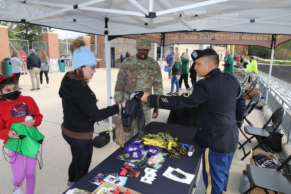 MDARNG Recruiter Receives Game Ball at Towson University Football Game