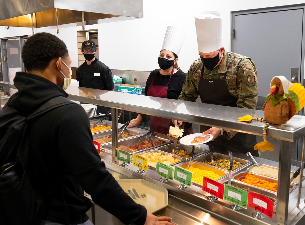 Leadership serves Wright-Patt Airmen holiday meal