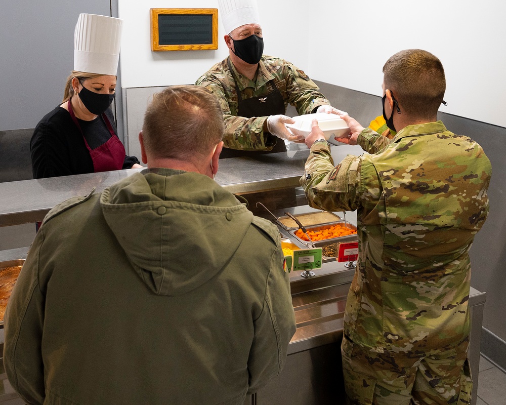 Leadership serves Wright-Patt Airmen holiday meal