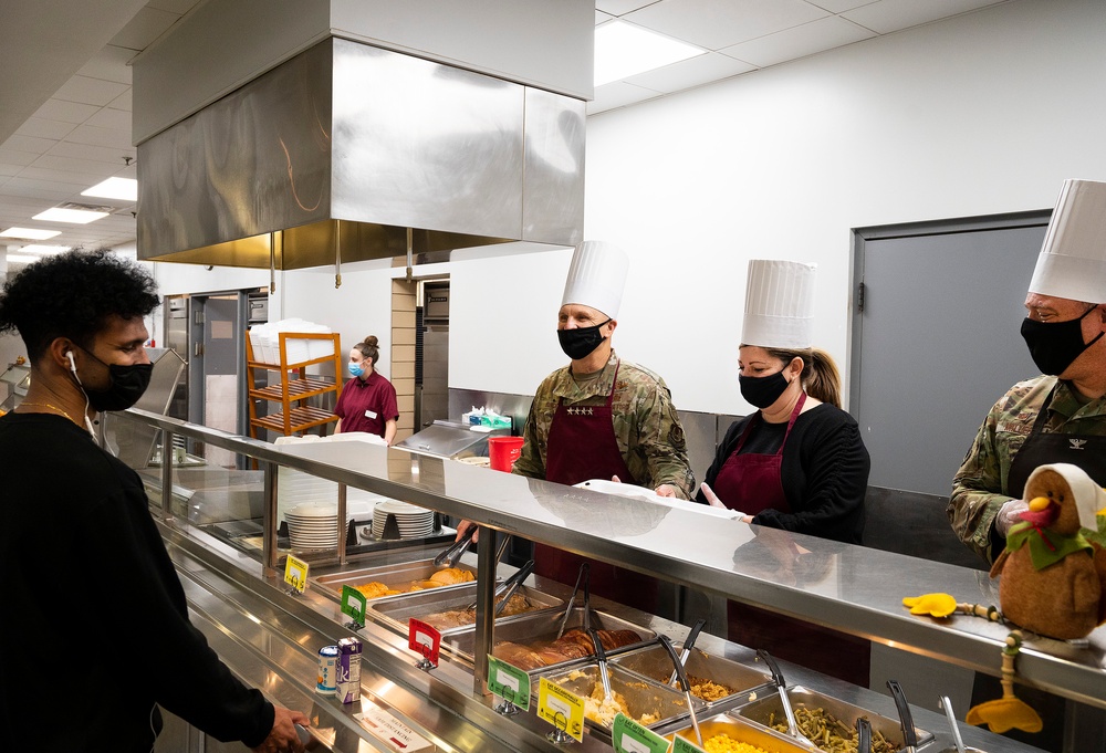 Leadership serves Wright-Patt Airmen holiday meal