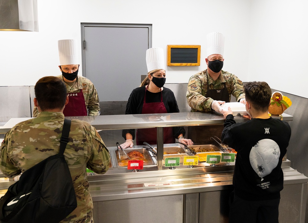 Leadership serves Wright-Patt Airmen holiday meal