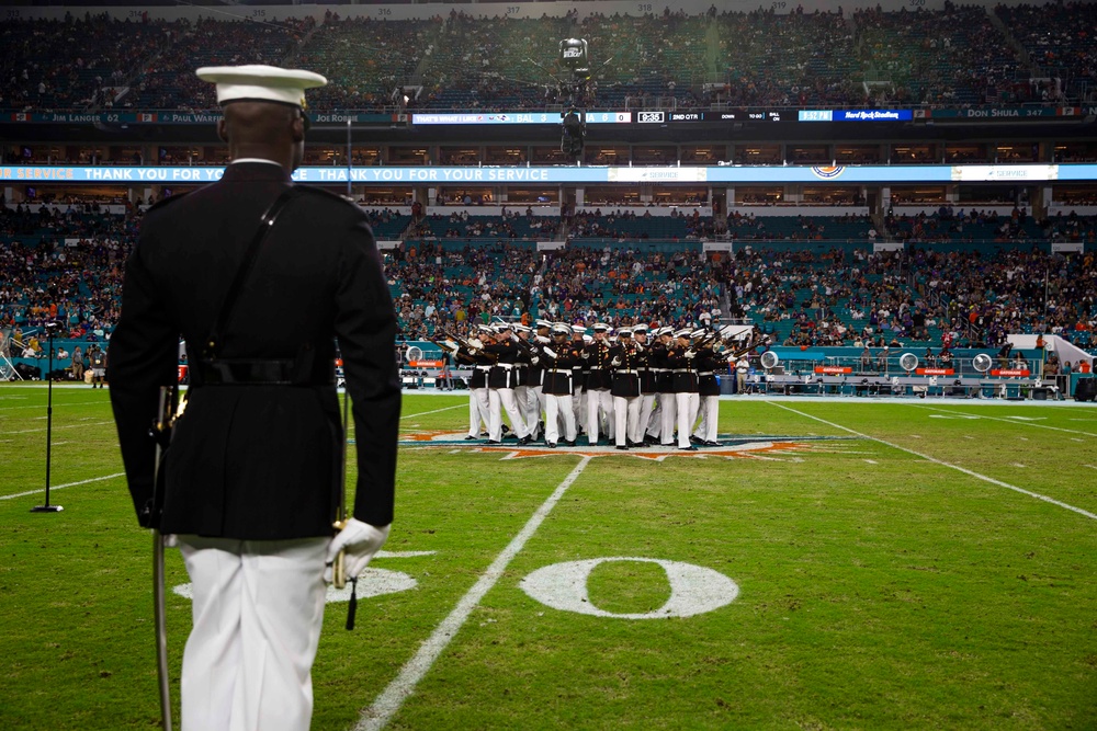 Silent Drill Platoon performs during Miami Dolphins’ Salute to Service game