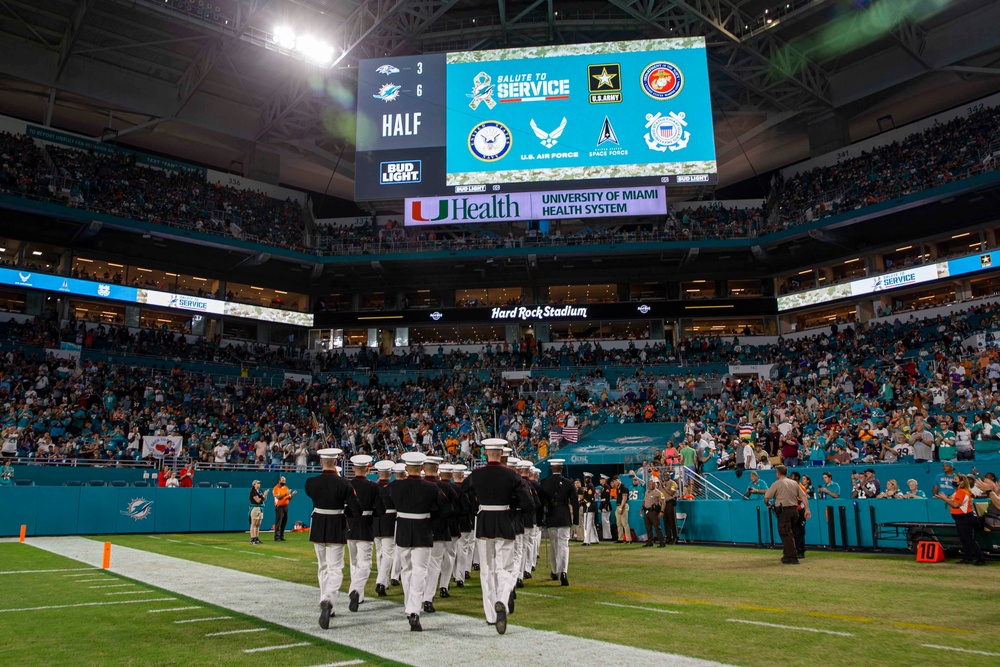 Silent Drill Platoon performs during Miami Dolphins’ Salute to Service game