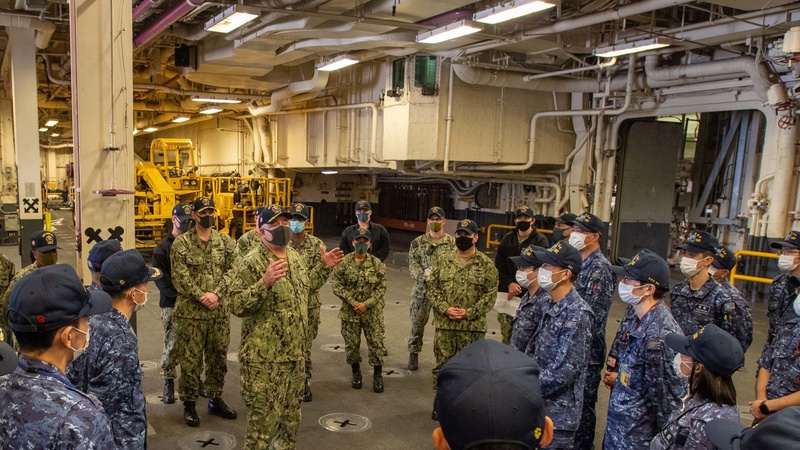 USS America hosts sister ship JS Ise for bilateral exchange