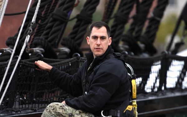 USS Constitution underway for CPO Heritage Week