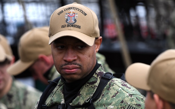 USS Constitution underway for CPO Heritage Week