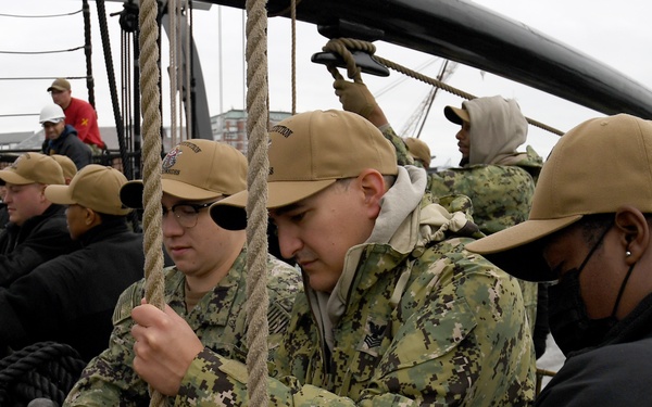 USS Constitution underway for CPO Heritage Week