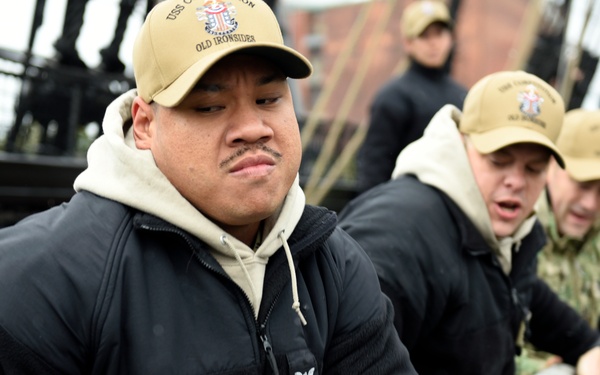 USS Constitution underway for CPO Heritage Week