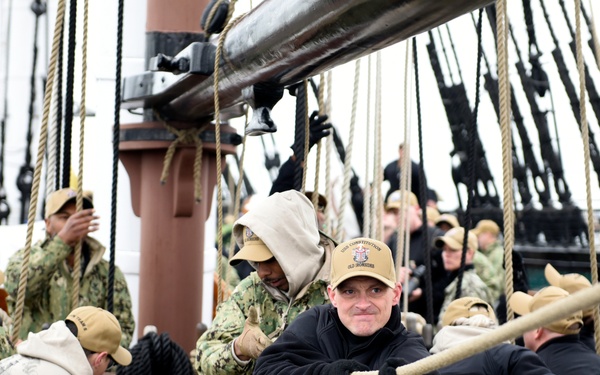 USS Constitution underway for CPO Heritage Week