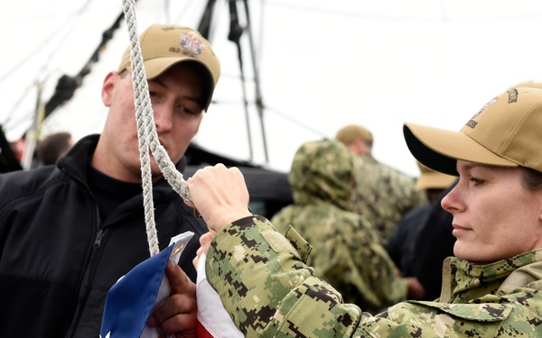 USS Constitution underway for CPO Heritage Week
