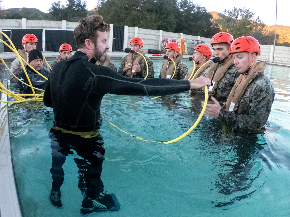 Marines participate in Underwater Egress survival Training