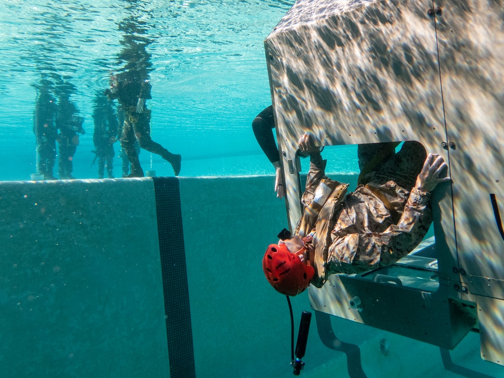 Marines participate in Underwater Egress survival Training