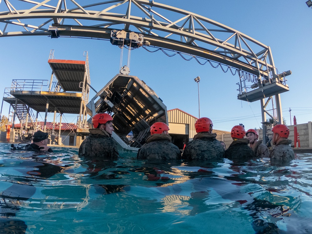 Marines participate in Underwater Egress survival Training