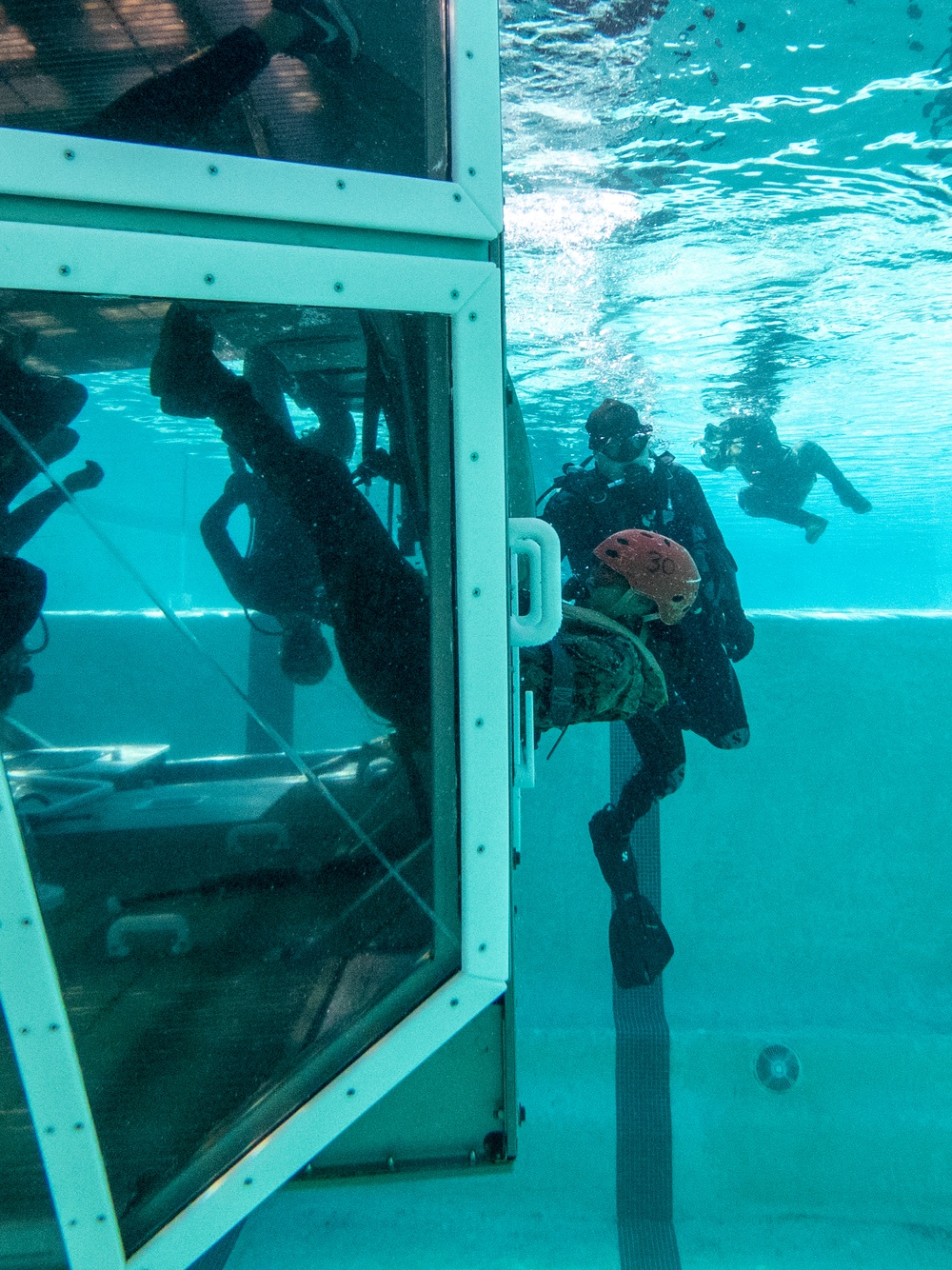 Marines participate in Underwater Egress survival Training