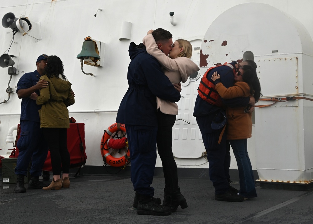 Coast Guard Cutter Bertholf returns home to Alameda following a 105-day deployment throughout the North Pacific