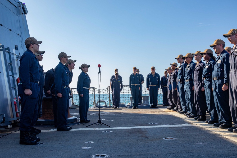 USS Dewey Sailors Recite the Sailors Creed