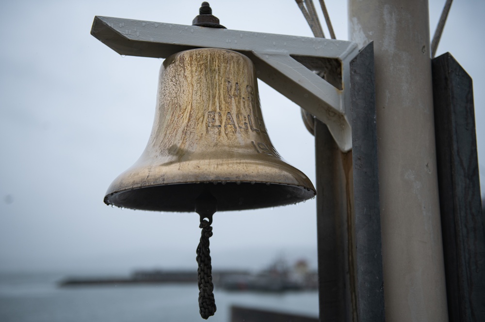 A bell is shown at Coast Guard Station Golden Gate