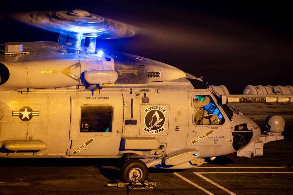USS Carl Vinson (CVN70) Conducts Night-Time Flight Operations