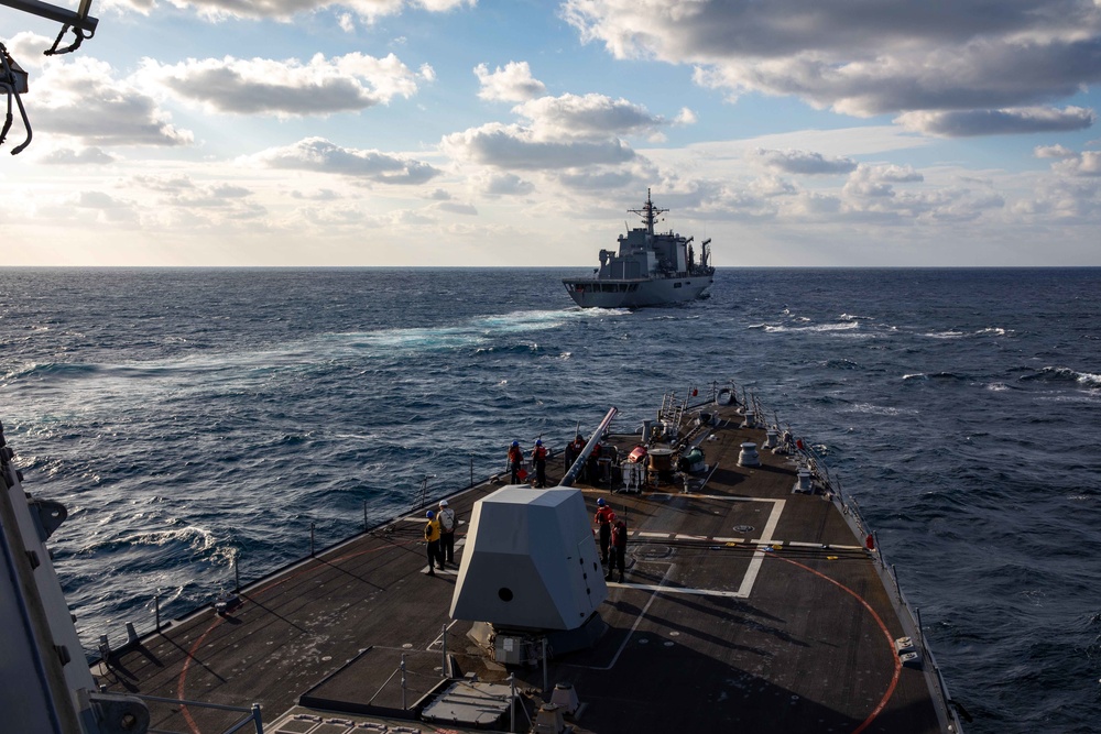 USS Dewey Prepares to Sail Alongside JS Omi