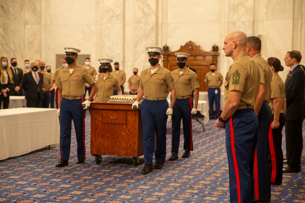 Marine Commandant, Sergeant Major conduct Marine Corps birthday cake-cutting ceremony at Senate