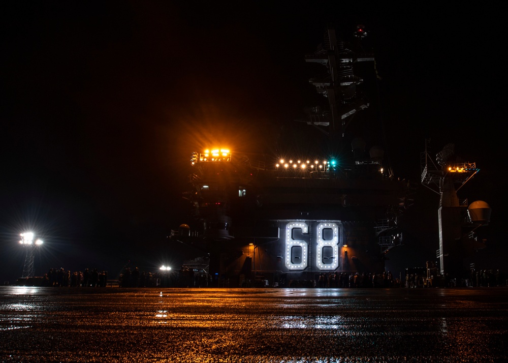 Nimtiz Sailors Prepare for Nighttime General Quarters during Fast Cruise