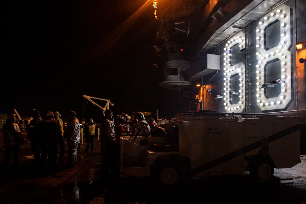 Nimtiz Sailors Prepare for Nighttime General Quarters during Fast Cruise