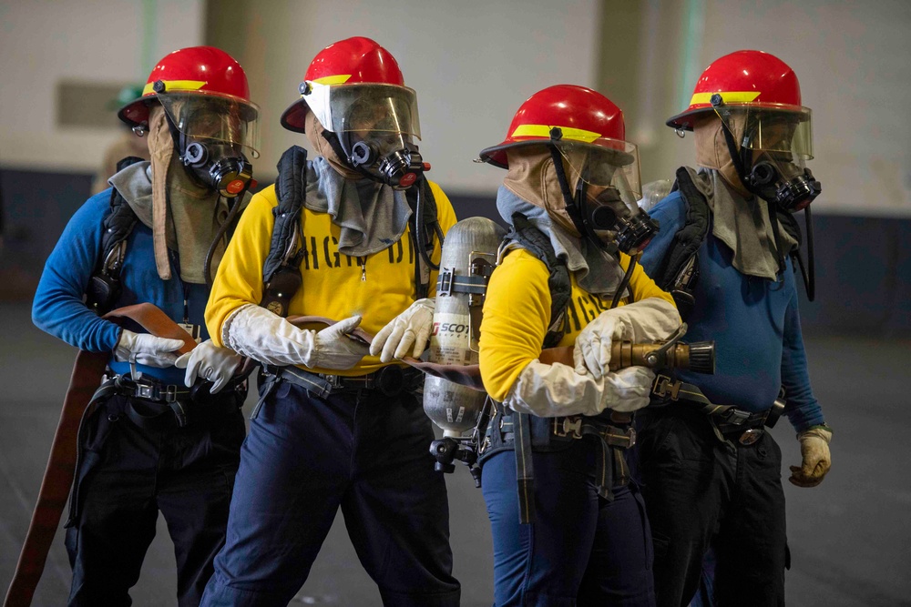 Sailors Take Part in Fire Drill