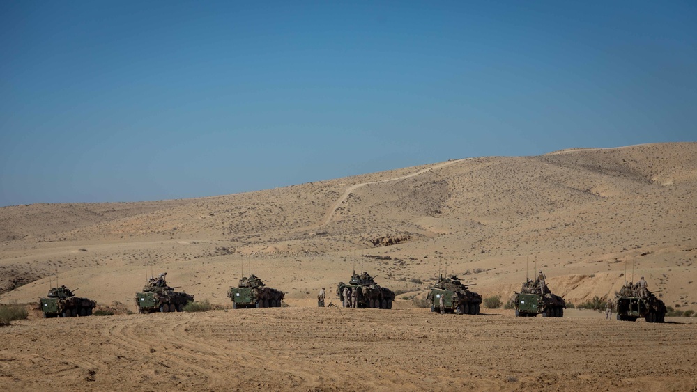Light Armored Reconnaissance Company conduct section gunnery range at Bislah, Israel