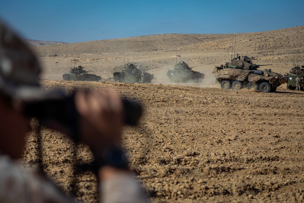 Light Armored Reconnaissance Company conduct section gunnery range at Bislah, Israel