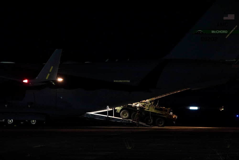 U.S. Army First Corps Soldiers, Strykers Arrive