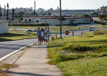 US Marines and local community residents participate in a Tsunami Evacuation Drill