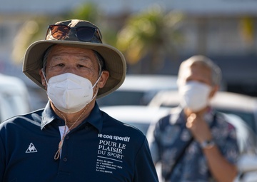 US Marines and local community residents participate in a Tsunami Evacuation Drill