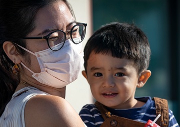 US Marines and local community residents participate in a Tsunami Evacuation Drill
