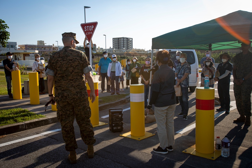 US Marines and local community residents participate in a Tsunami Evacuation Drill