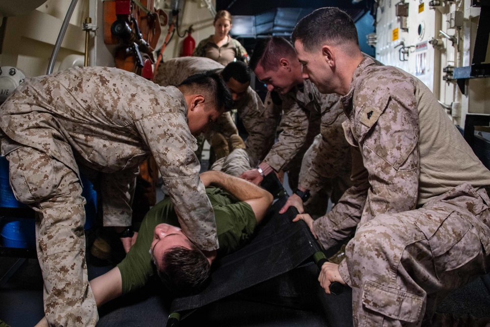 USS Portland (LPD 27) Conducts Mass Casualty Drill