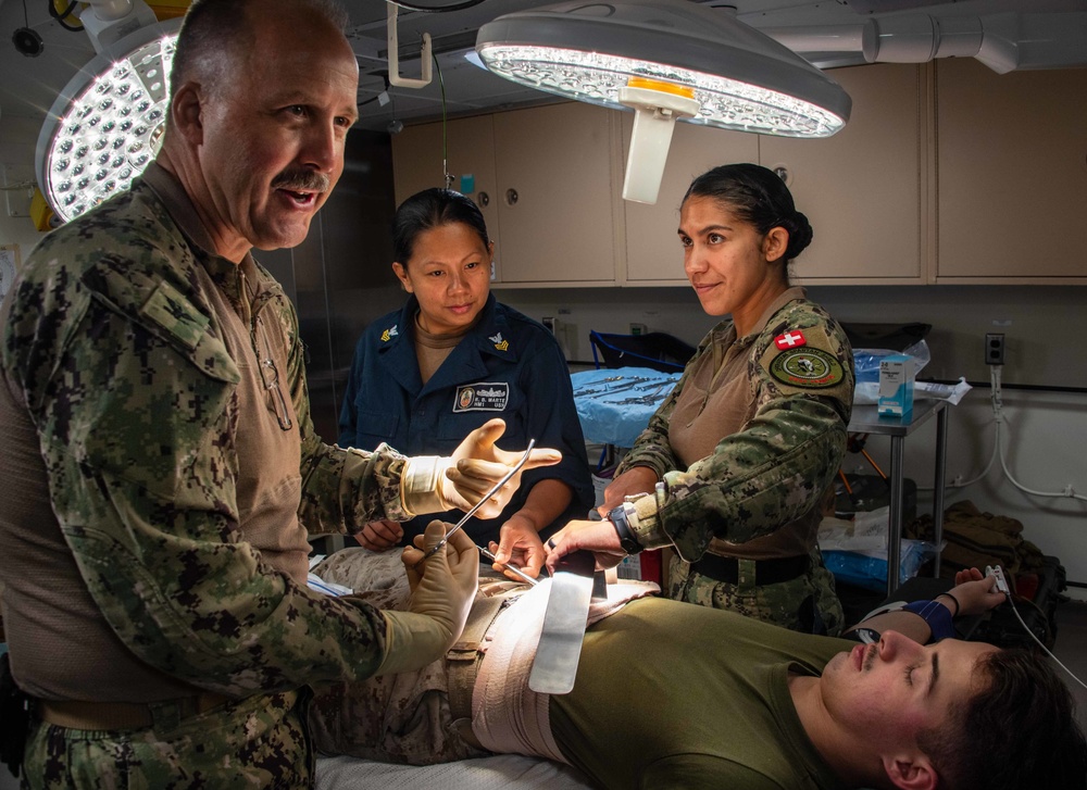 USS Portland (LPD 27) Conducts Mass Casualty Drill